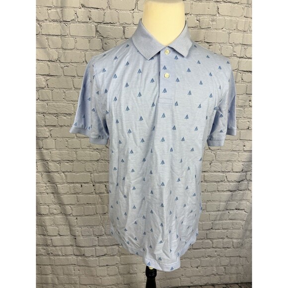 Brooks Brothers Men’s L Original Fit Polo Blue All Over Sail Boat Print Nautical - Picture 3 of 8